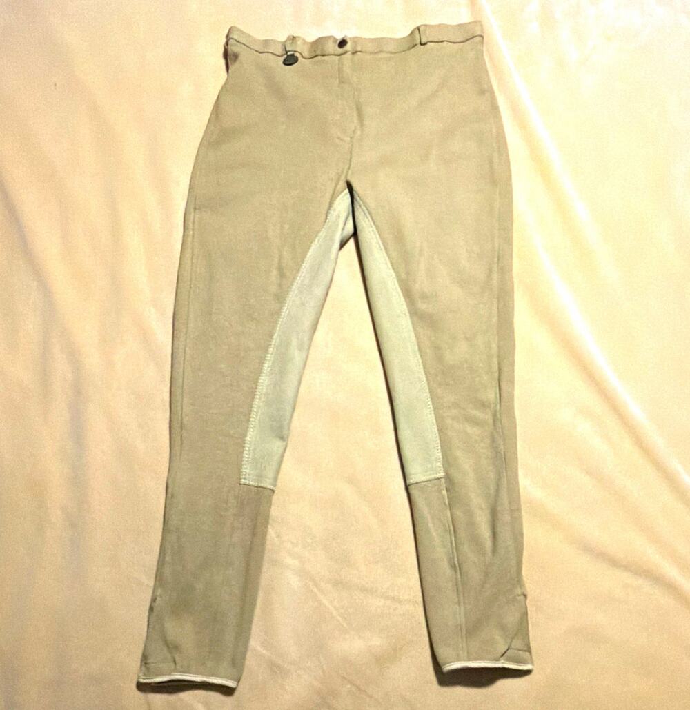 Schou Equestrian Performance Sportswear Riding Breeches Tan Beige Size 46 Cotton